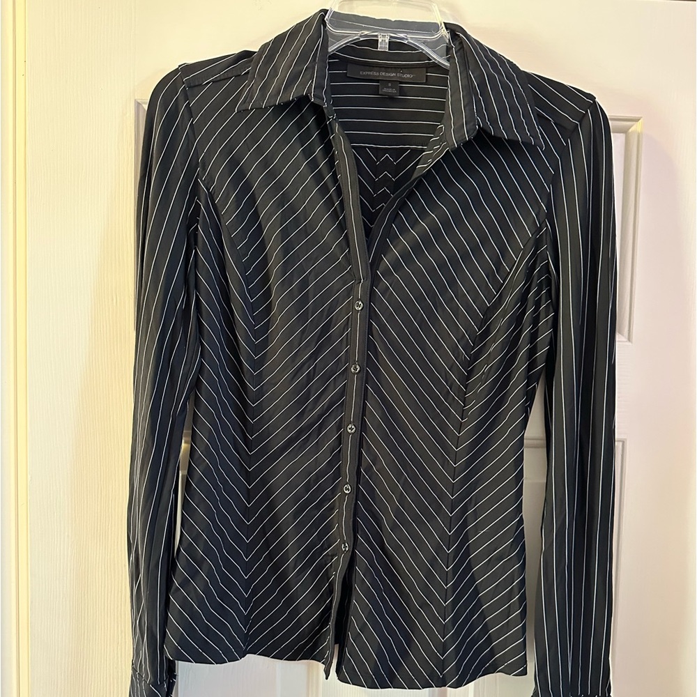Women's ExpressDesign Studio Black with White Strips